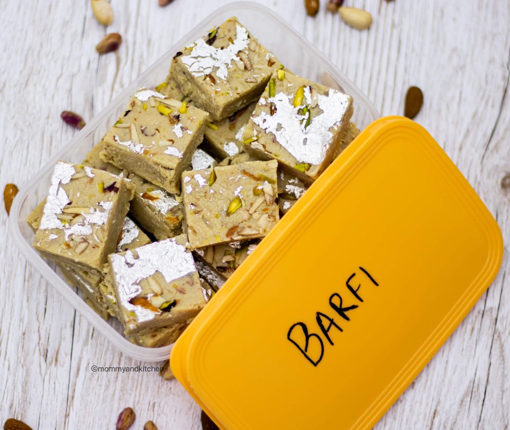 This barfi freezes very well in an airtight container up to 2 months