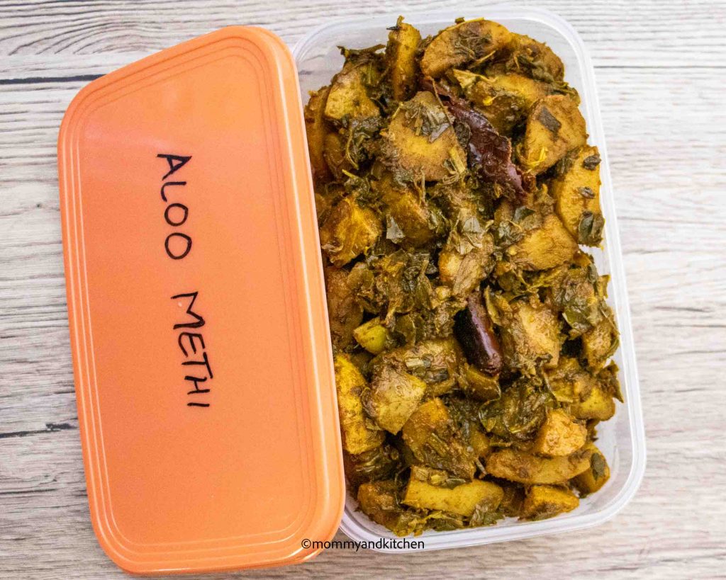 Freeze this aloo methi dish in a container up to 2 months
