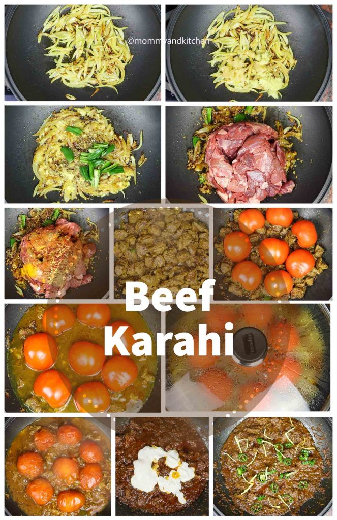 Pictorial Instructions for beef karahi