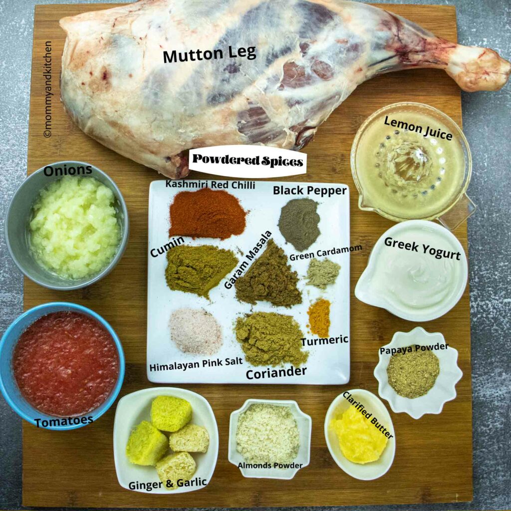 Ingredients for Marination of Raan Roast