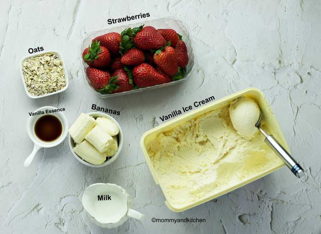 Ingredients for Strawberry Smoothie