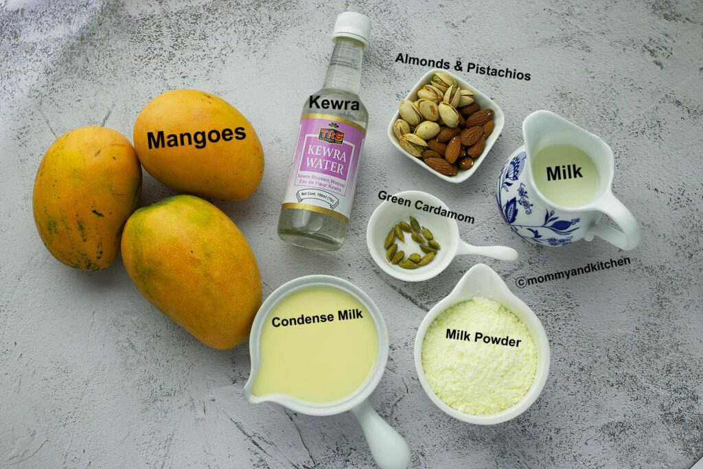 Ingredients for Mango Kulfi
